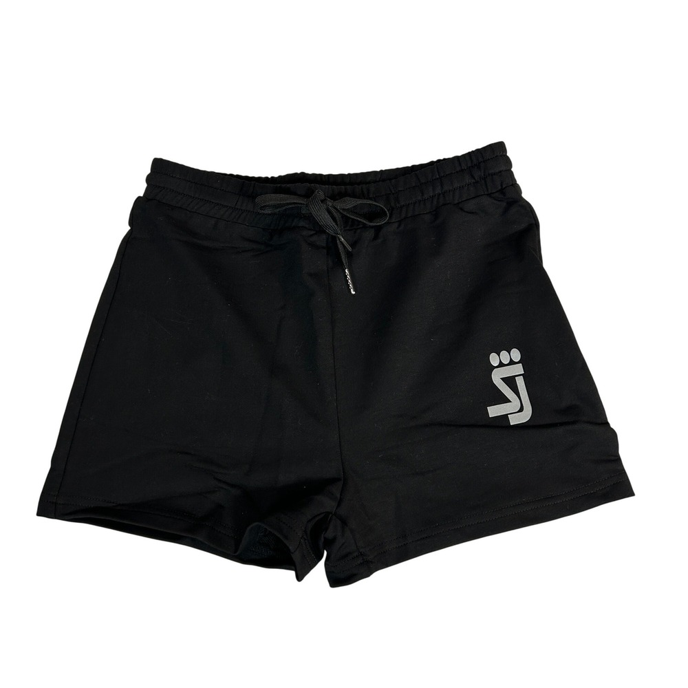 Shane‎ Justin Womens Black Logo Graphic Drawstring Athletic Shorts Size Medium